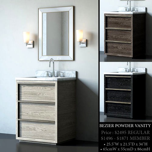 RH BEZIER POWDER VANITY 3d model