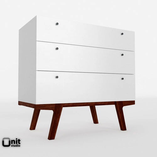 Modern 3Drawer Dresser by West Elm 3d model