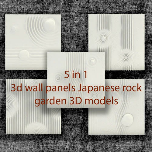 3d wall panels Japanese rock garden model