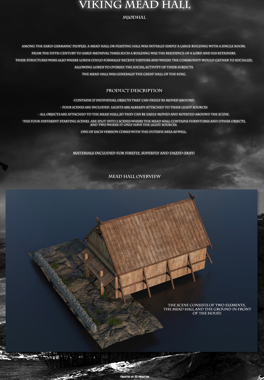 Viking mead hall 3d model