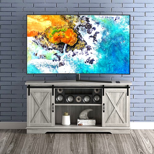 Manor Park Modern Farmhouse Sliding Barn Door TV Stand 3d model