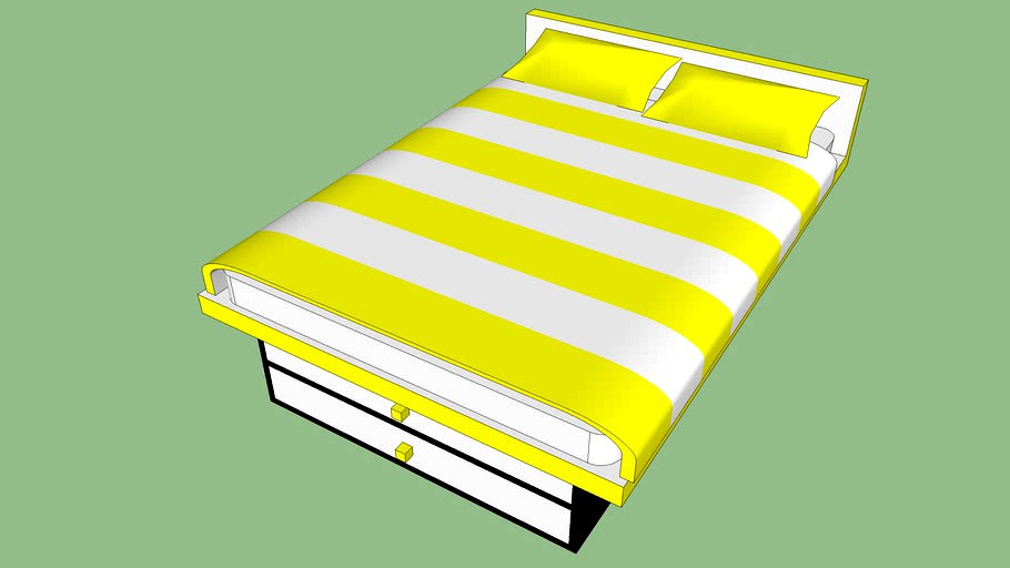 Double Yellow Bed with Storage 3d model