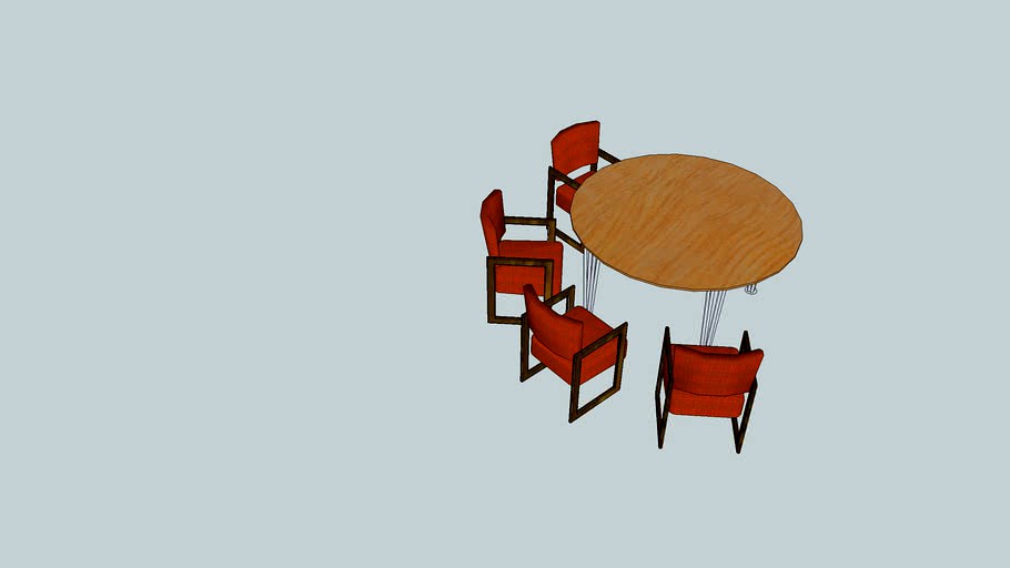 Tplc Circle Table with chairs 3d model
