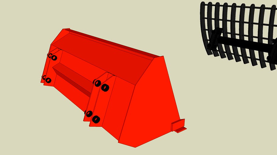 Kubota Tractor Bucket with Brush Rake 3d model