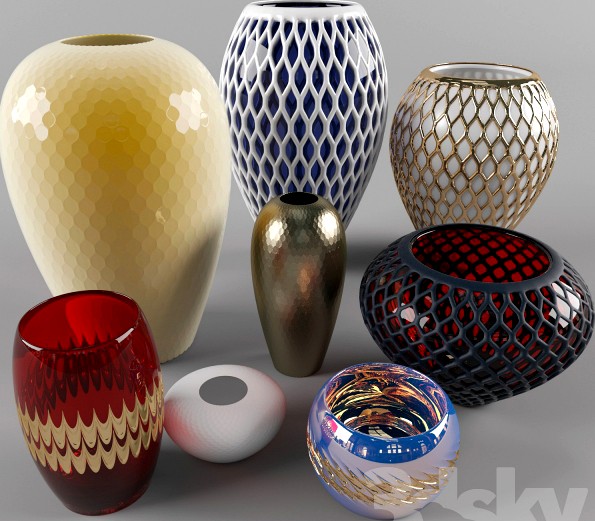 3 types of vases 3d model