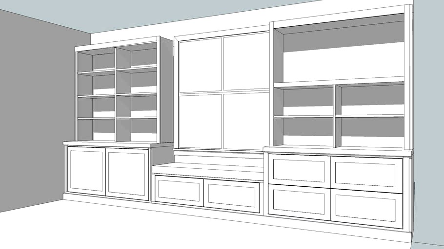 Built in drawers with shelving 3d model