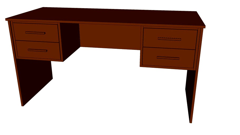 Simple desk with drawers 3d model