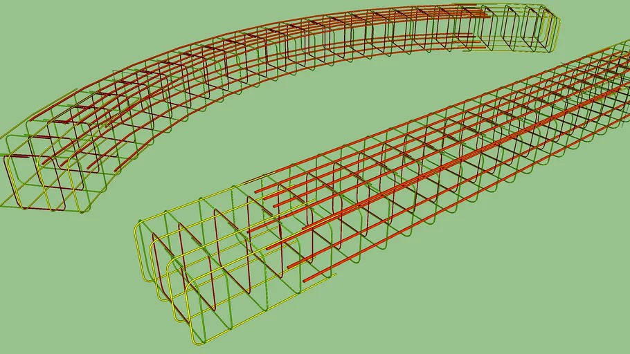 Straight & Curved Reinforced Beams 3d model