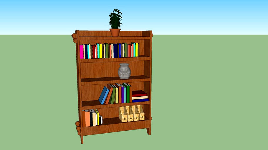 Wooden Bookshelf 3d model