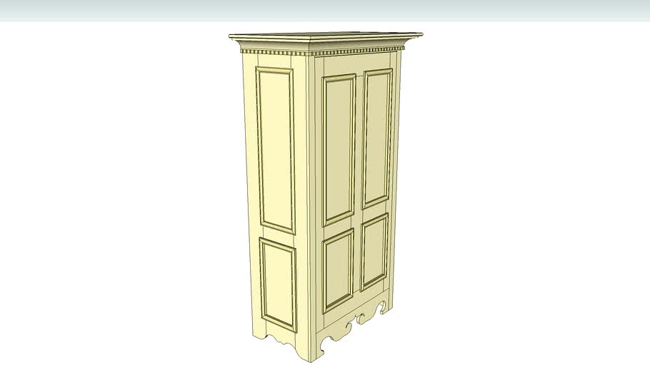 Armoire antique en pin 3d model