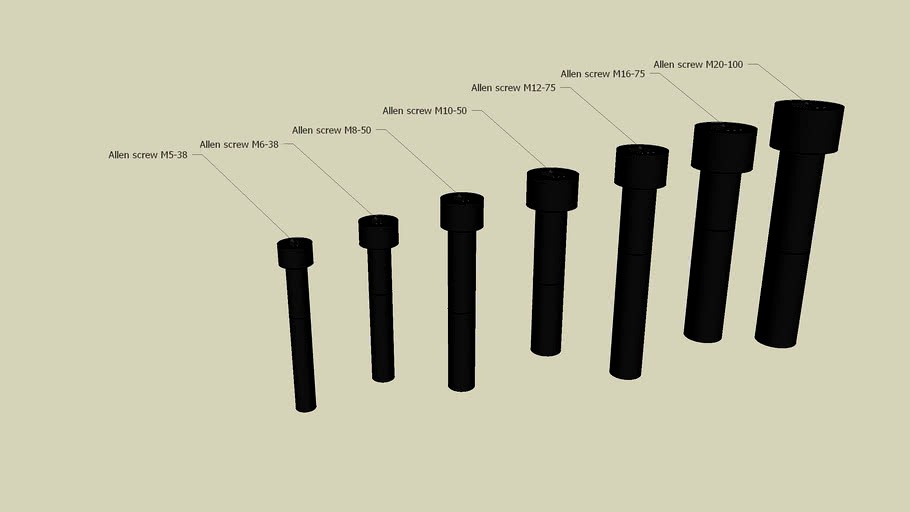 Metric Allen Screws 3d model