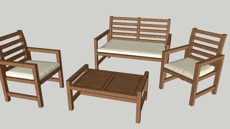 Outdoor seat patio set 3d model