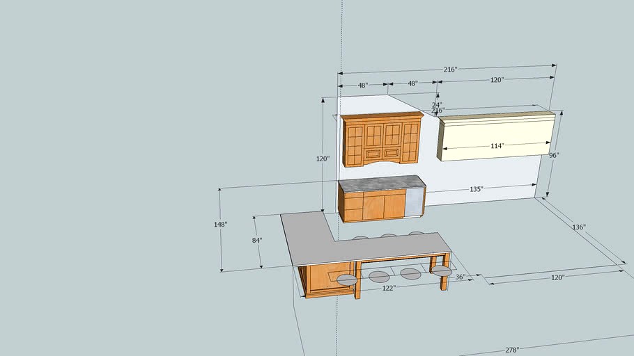 Island and hutch 3d model
