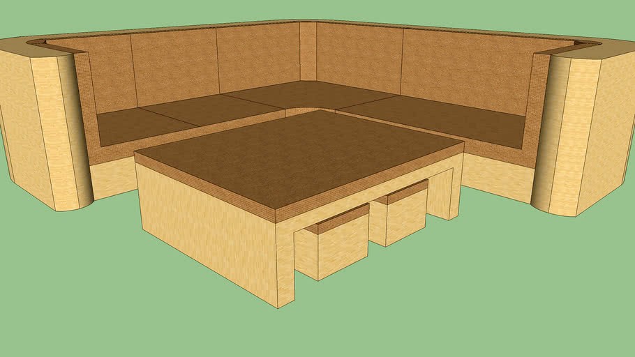 corner sofa table seat 3d model
