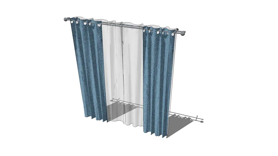 Curtain rod with curtains 3d model