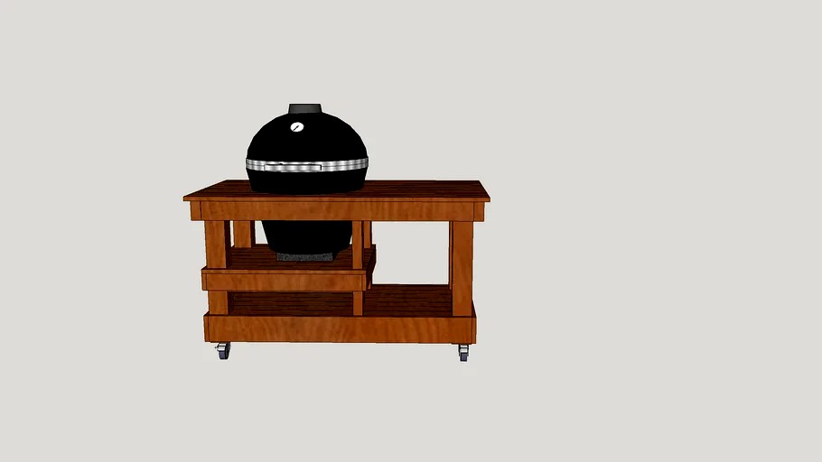 Kamado Grill Table on Wheels 3d model