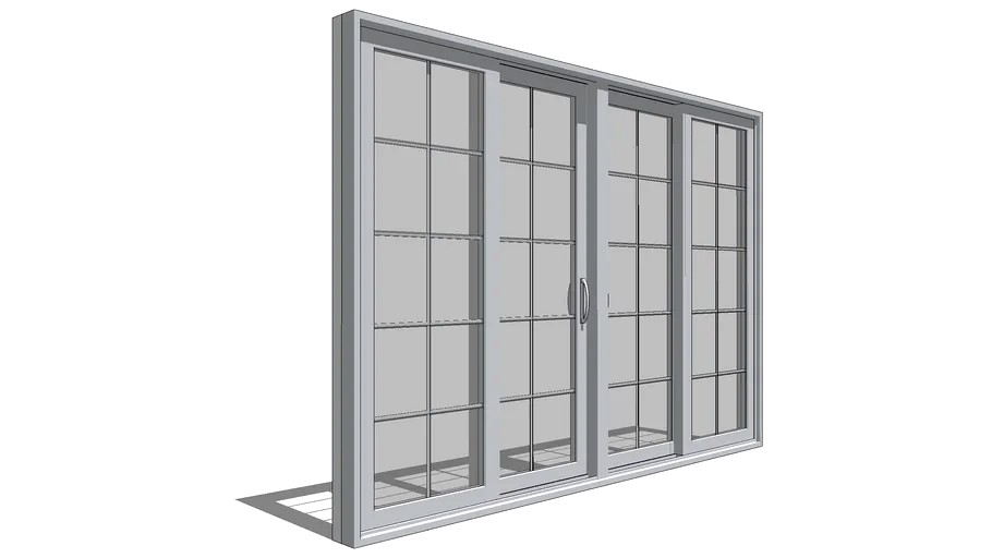 Pella 350 Series Sliding Patio Door 4Panel 3d model