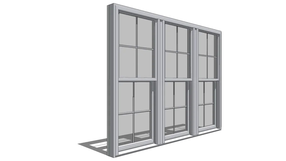 Pella 350 Series DoubleHung 3Wide 3d model