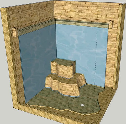 Corner Shower Waterfalls with Seat 3d model
