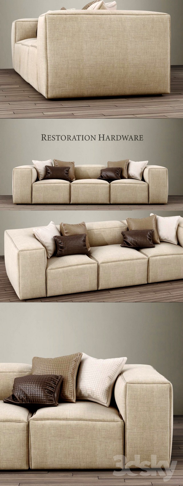 RH / FULHAM UPHOLSTERED LEFTARM SOFA CHAISE SECTIONAL 3d model