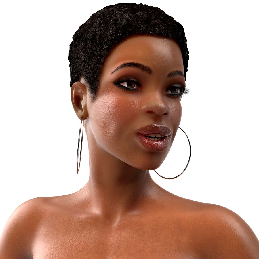 Nude Light Skin Black Woman Rigged 3d model