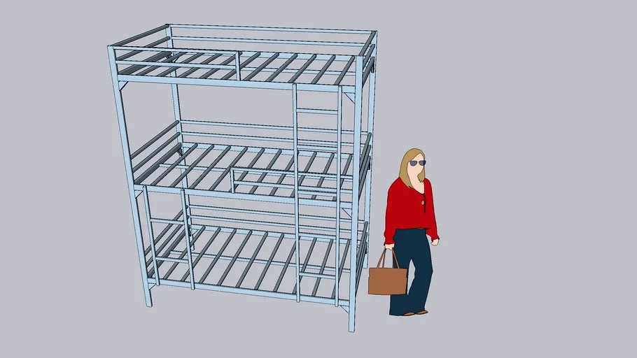 triple bunk bed frame 3d model