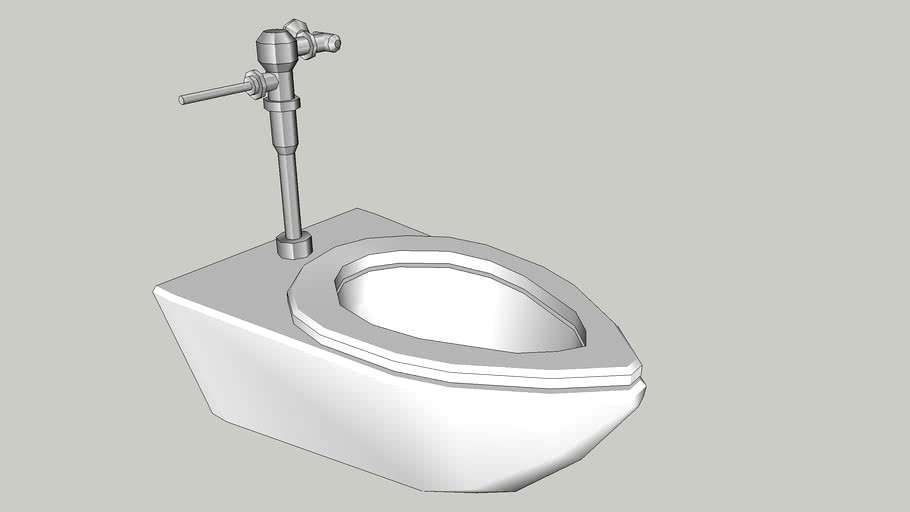 WallHung Toilet with Flush Valve (Low Polygon) 3d model