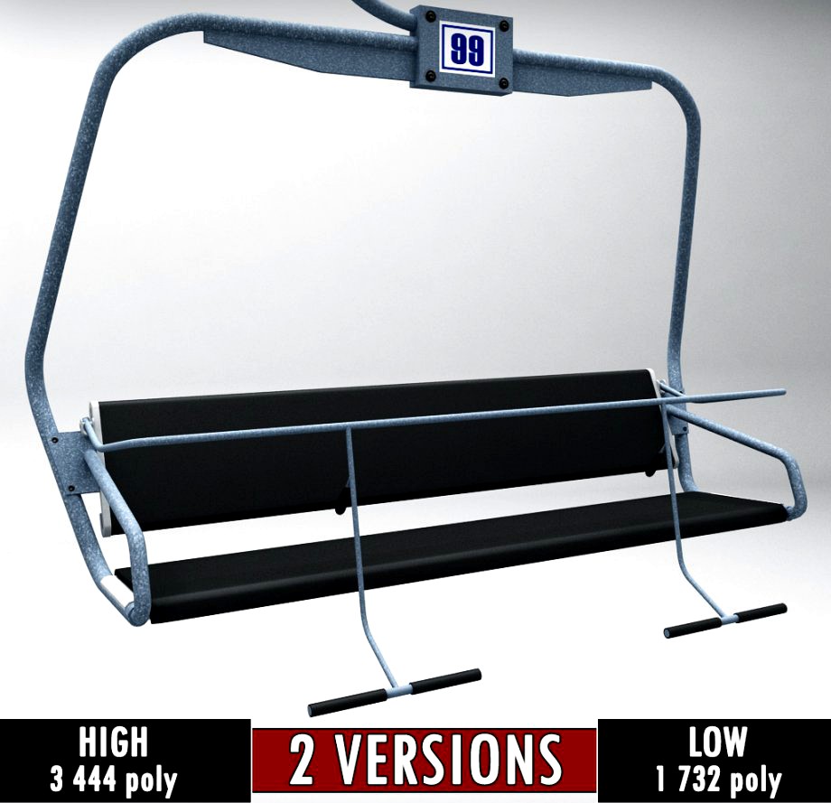 Ski lift chair low poly3d model