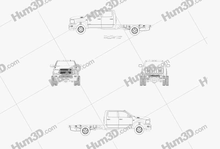 Ram 3500 Crew Cab Chassis SLT 2019 Blueprint
