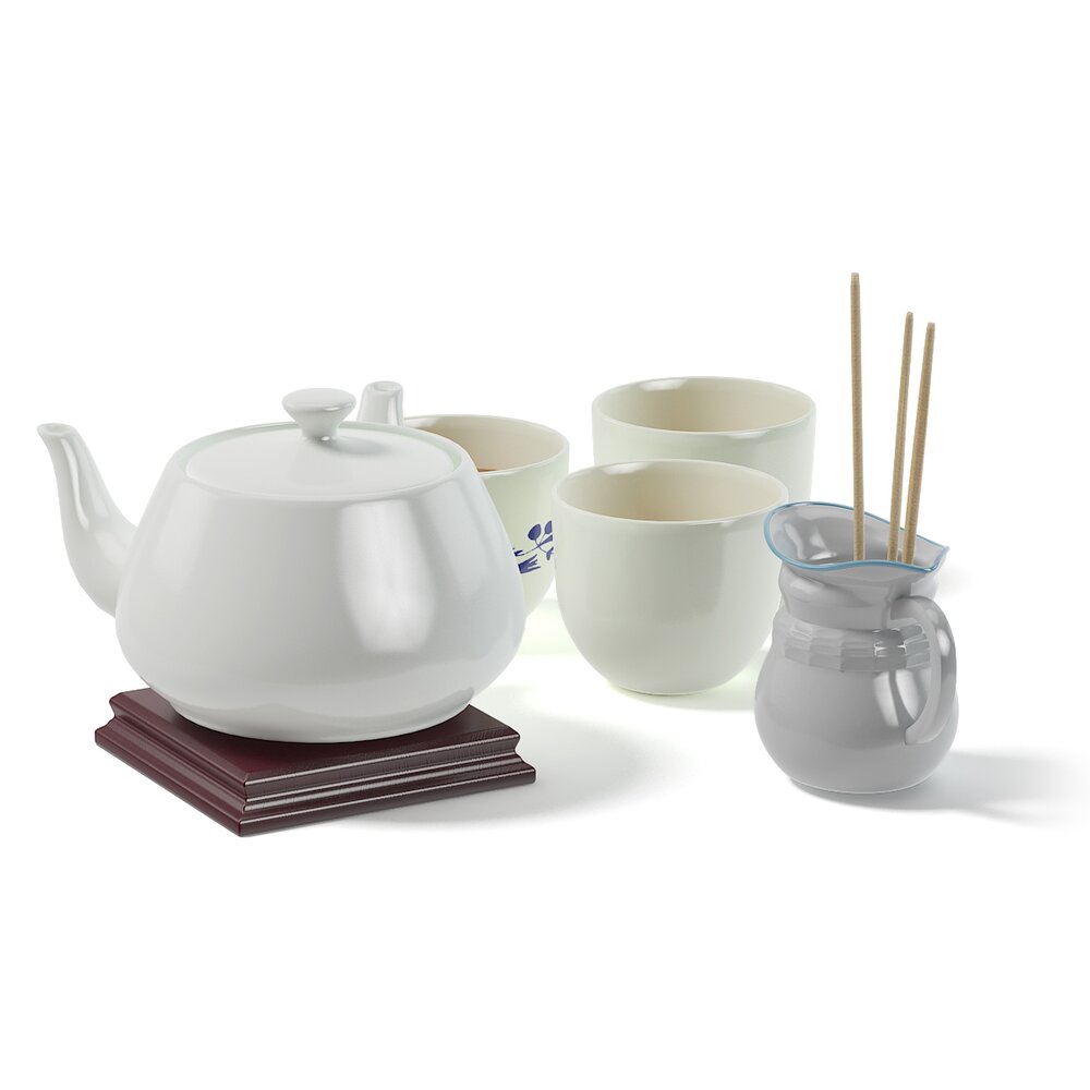 Tea Set with Teapot and Several Cups Modelo 3D Descargar Other Author