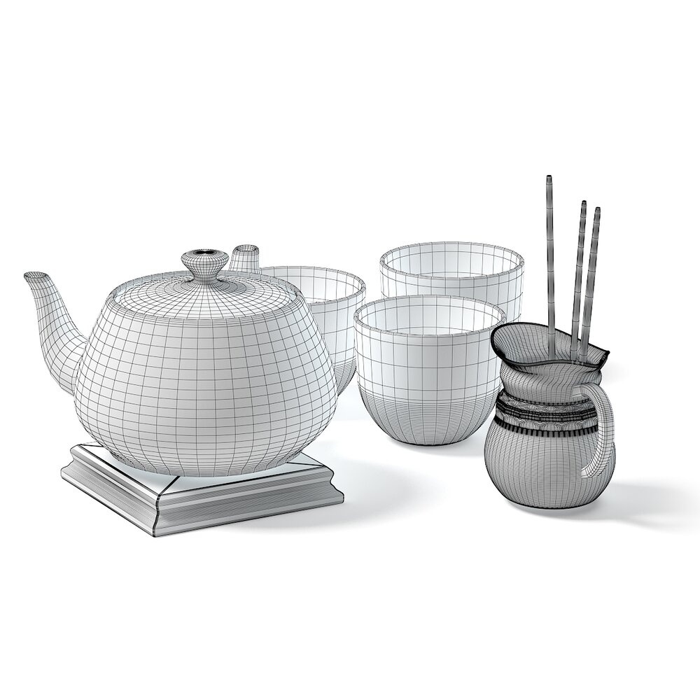 Tea Set with Teapot and Several Cups Modelo 3D Descargar Other Author