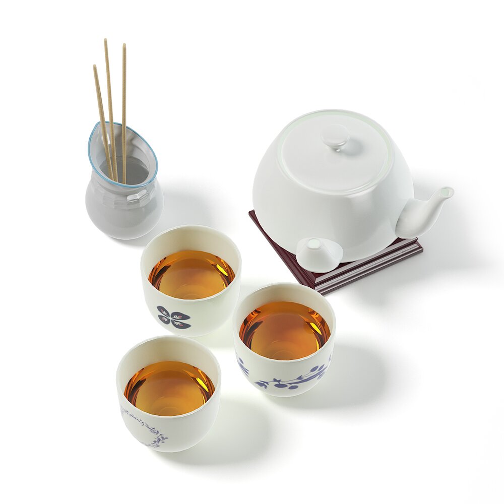 Tea Set with Teapot and Several Cups Modelo 3D Descargar Other Author