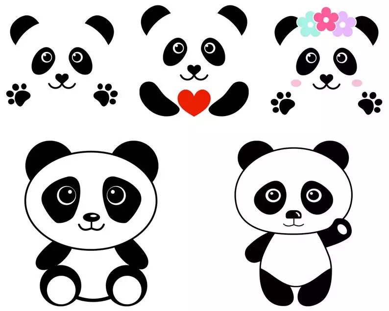 Panda SVG Panda Face SVG File Cute Panda Head Clipart Vector Files 3D