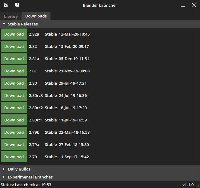 Blender Launcher v1.1 複数バージョンのBlenderを扱う際に便利なランチャーツール！