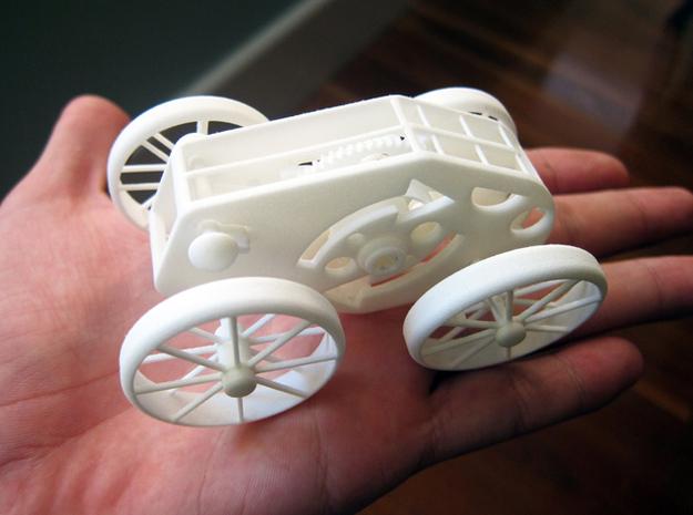 This Amazing 3D Printed WindUp Car Comes Off the Printer Already