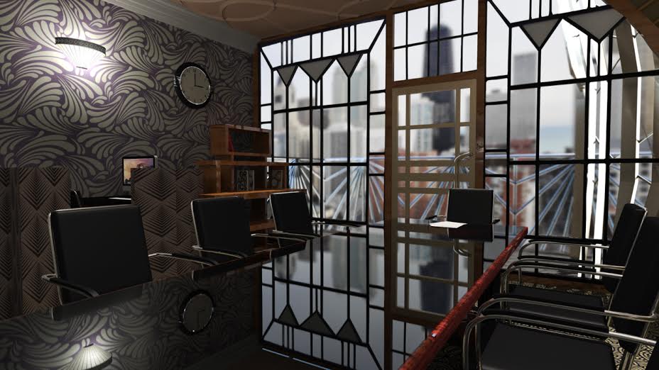College Student Uses 3D Design to Create Stylish Art Deco Office Space