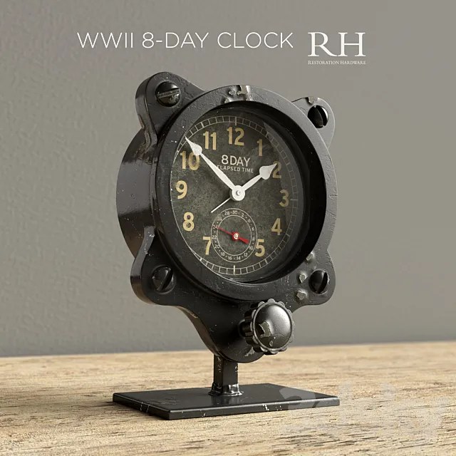 Watches Clocks 3D Models Restoration Hardware WWII 8 Day Clock