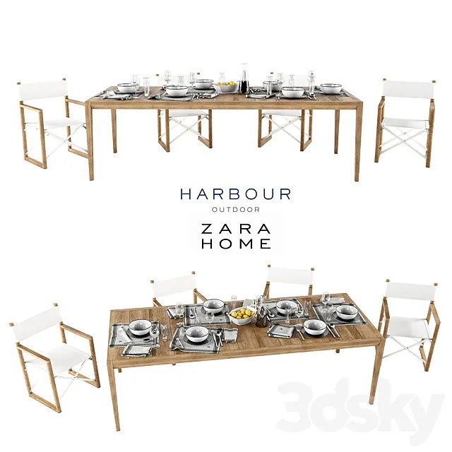 Furniture Table And Chairs (Set) 3D Models Harbor Outdoor Collect