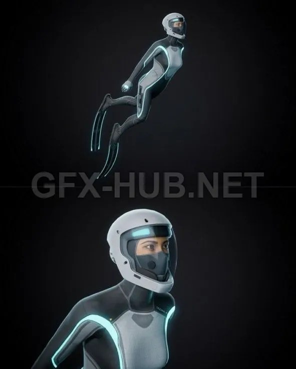 PBR Game 3D Model Mirai Dive Suit 3ds Max Files