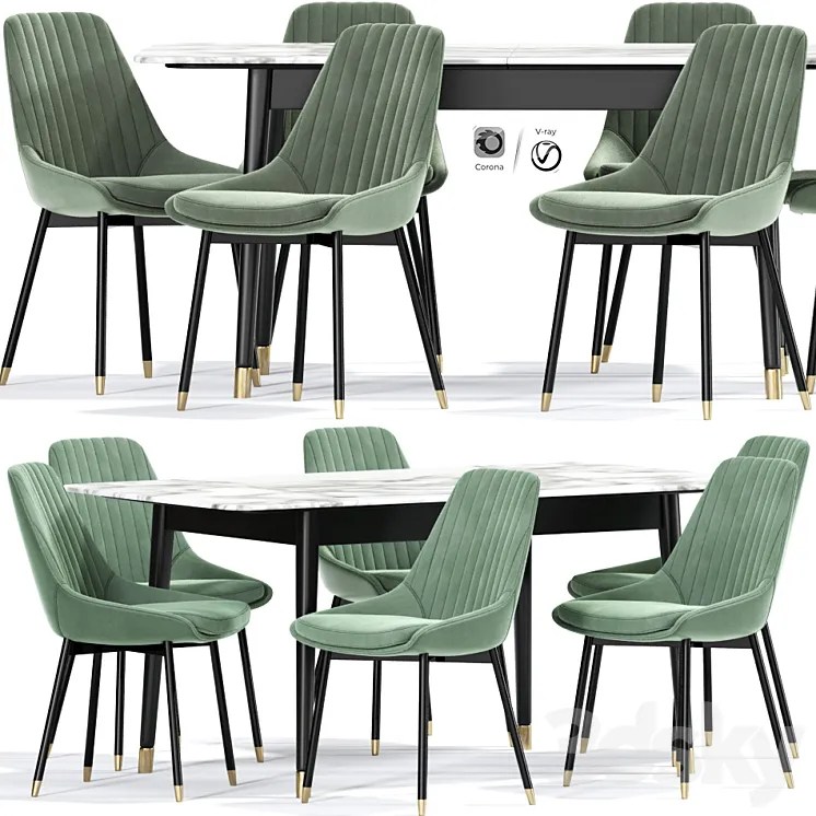 Kendall Upholstered Dining Chair Table 3DS Max 3ds Max Files