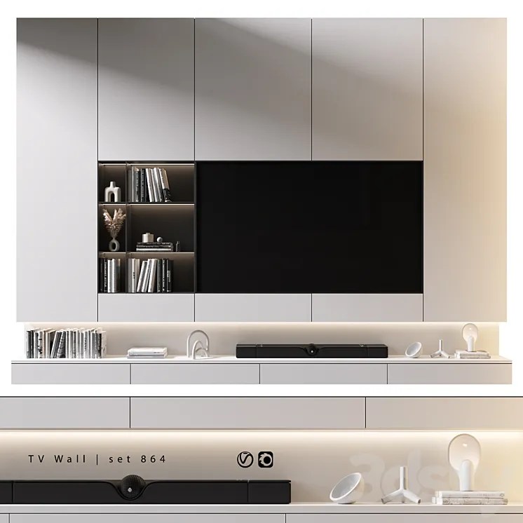 TV Wall Set 864 3DS Max 3ds Max Files
