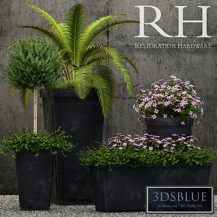 Restoration Hardware paneled sheet metal planters