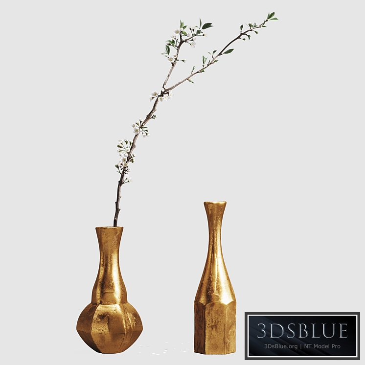 Aluminum vases with cherry branch by ZARA HOME