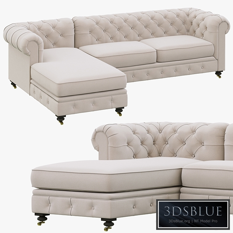 Restoration Hardware Petite Kensington Upholstered LeftArm Chaise Sec