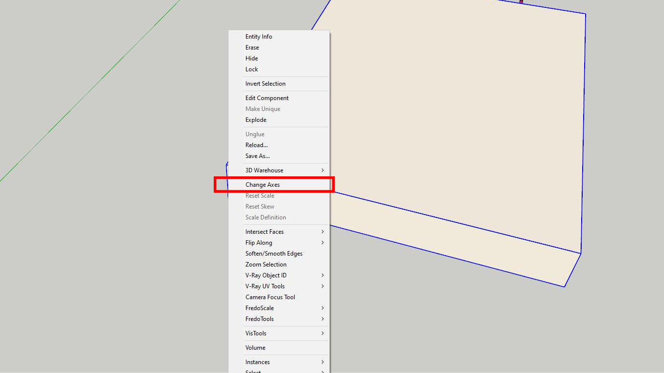 How to change, reset Axis in Sketchup 3dshouse