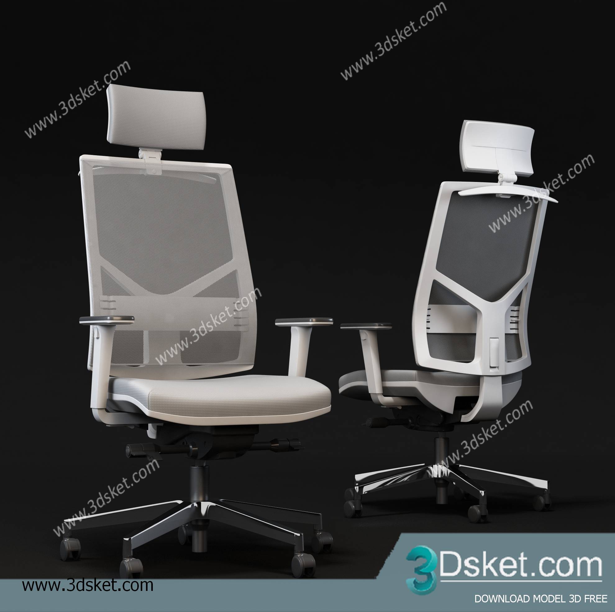 3D Model Office Furniture Free Download Ghế Xoay 038 Download 3D Model Free 3dskymodel Free