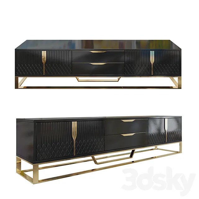 Aro Modern Stylish Black TV Stand 3DModel 3DSKY Decor Helper