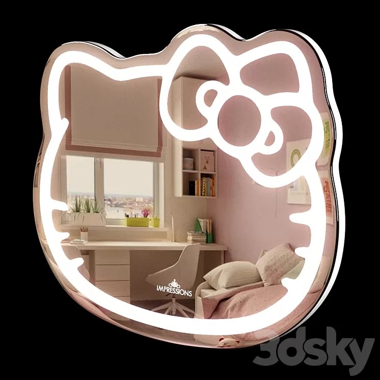 Hello Kitty LED Mirror 3D Model Free Download 3DSKY Decor Helper