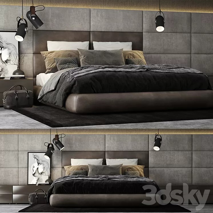Poliform Dream Bed Headboard 3D Model 3DSKY Decor Helper