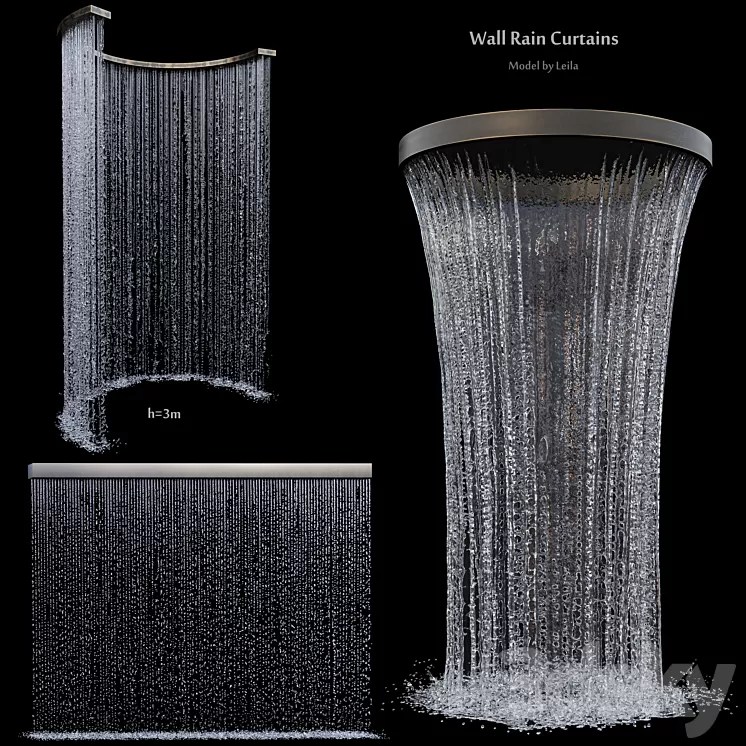 [3DSKY] Wall Rain Curtain Waterfall 3D Model NEW UPDATE 2024